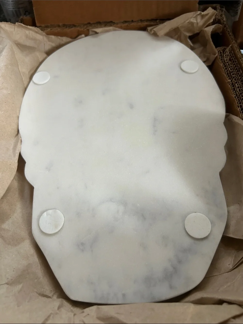 Marble Skull Charcuterie Board Serving Board - White with grey accents